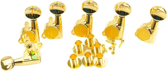 Gotoh 6 In Line Left Hand Locking Tuning Machines Gold