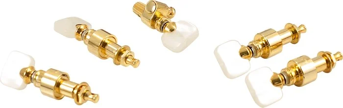 Grover Geared Banjo Pegs (Set of 5) Gold Square Pearloid Buttons
