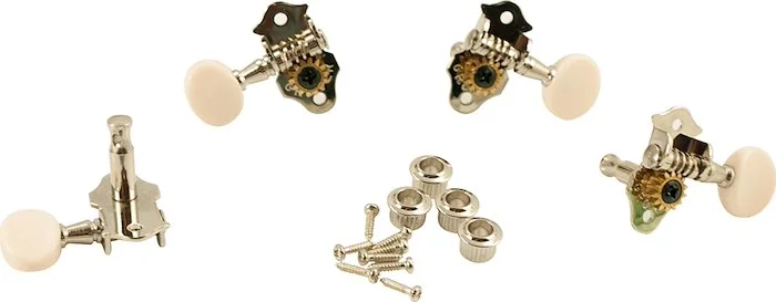 Grover Sta-Tite #9 Series Geared Ukulele Pegs Nickel With White Buttons