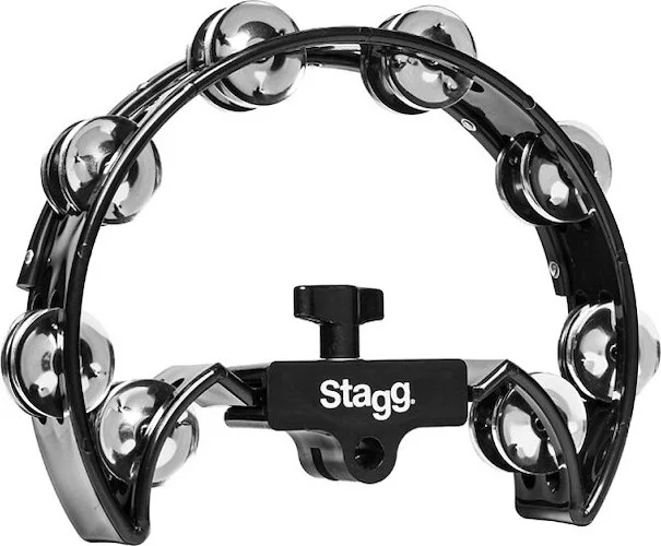 Half moon shaped plastic cutaway tambourine for Hi-hat stand - 16 jingles