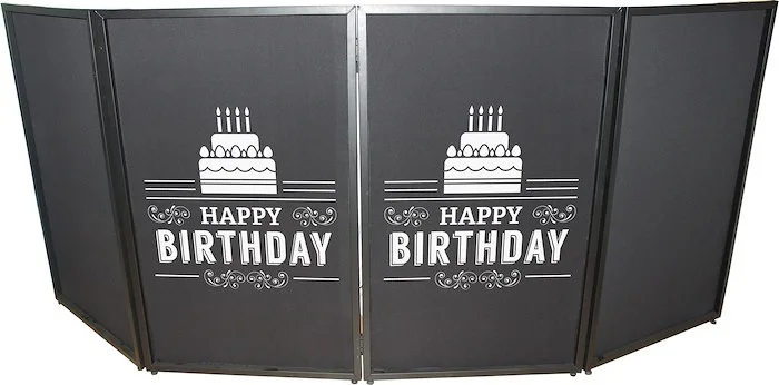 Happy Birthday Facade Enhancement Scrim - White Print on Black | Set of Two