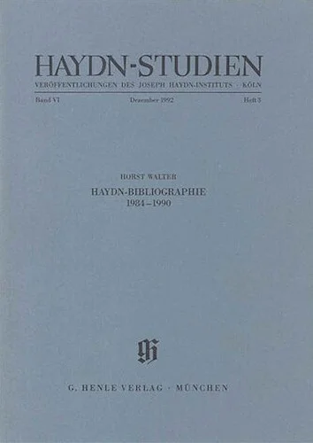 Haydn-Bibliographie 1984-1990 - Haydn Studies Volume VI, No. 3