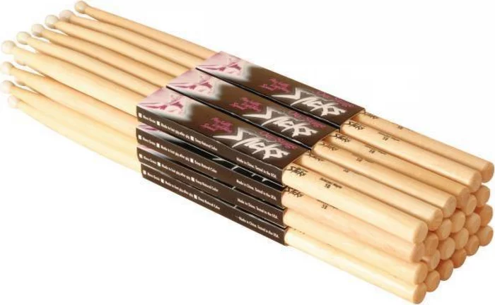 Hickory Drum Sticks (5B, Wood Tip, 12pr)