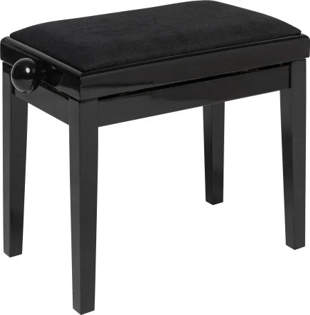 Highgloss black piano bench with black velvet top