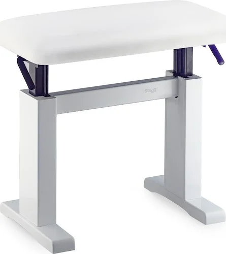 Highgloss white hydraulic piano bench, with fireproof white vinyl top