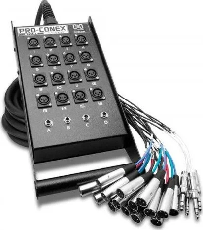 Hosa SH-16X4-50 Pro-Connex Stage Box Snake 16 x XLR Sends and 4 x 1/4" TRS Returns. 50'
