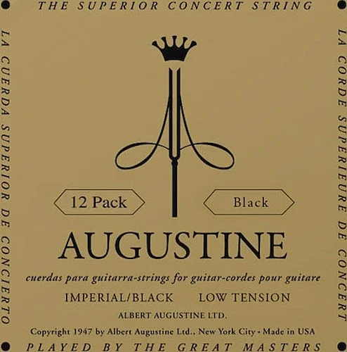 Imperial/Black - Low Tension Nylon Guitar Strings - Augustine Classical String Collection (12 Packs of All 6 Strings)
