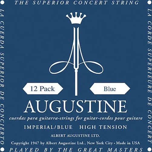 Imperial/Blue - High Tension Nylon Guitar Strings - Augustine Classical String Collection (12 Packs of All 6 Strings)