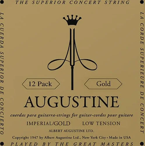 Imperial/Gold - Low Tension Nylon Guitar Strings - Augustine Classical String Collection (12 Packs of All 6 Strings)