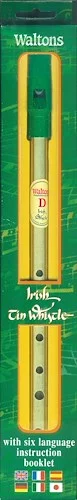 Irish Tin Whistle - Brass Whistle in D with Six-Language Instruction Booklet