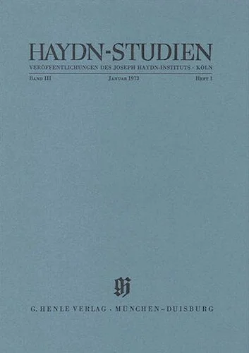 Januar 1973 - Haydn Studies Volume III, No. 1