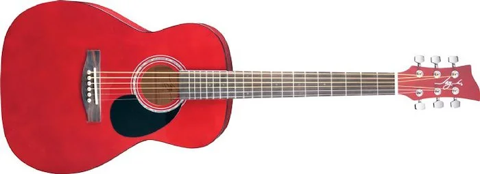 Jay Turser JJ43-TR-A Jay-Jr Series 3/4 Size Dreadnought Acoustic Guitar. Trans Red