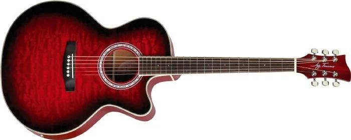 Jay Turser JTA-424QCET-RSB JTA Series Acoustic Electric Guitar. Red Sunburst