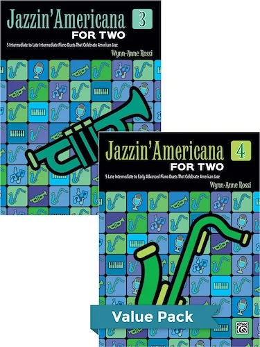 Jazzin' Americana for Two Books 3-4 (Value Pack): Intermediate, Late Intermediate, and Early Advanced Piano Duets That Celebrate American Jazz
