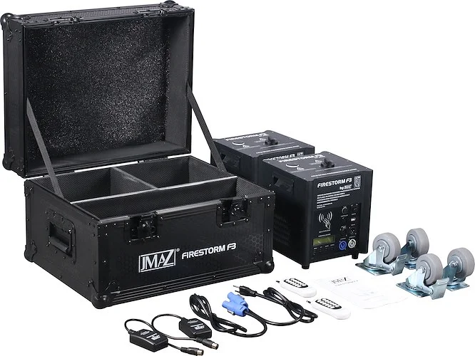 JMAZ Firestorm F3 (Black) Cold Spark Machine 2 Unit Package w/ 2 Units, 2 Packs of Powder, and 2 Unit Road Case - JZ4009