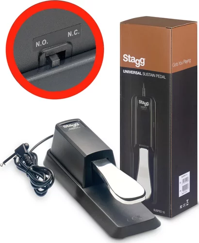 Universal sustain pedal for electronic piano or keyboard, with polarity switch
