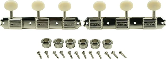 Kluson 3 On A Plate Deluxe Series Tuning Machines - Single Line - Standard Post - Nickel With Oval P