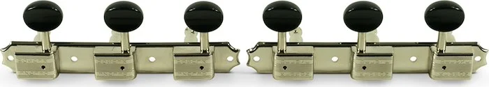 Kluson 3 On A Plate Deluxe Series Tuning Machines - Double Line - Standard Post - Nickel With Black 