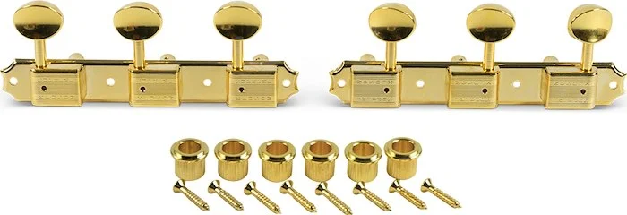 Kluson 3 On A Plate Supreme Series Tuning Machines Gold With Metal Oval Button