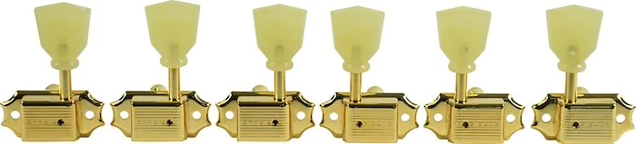 Kluson 3 Per Side Deluxe Series Tuning Machines - Single Line - Standard Post - Gold With Single Rin
