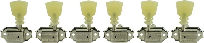 Kluson 3 Per Side Deluxe Series Tuning Machines - Double Line - Standard Post - Nickel With Double R