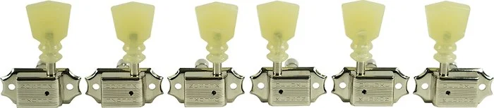 Kluson 3 Per Side Locking Deluxe Series Tuning Machines - Double Line - Nickel With Double Ring Plas