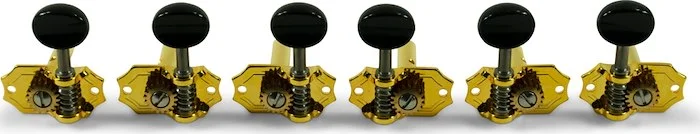 Kluson 3 Per Side Prestige Series Horizontal Mount Open Bronze Gear Tuning Machines Gold With Black 