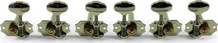 Kluson 3 Per Side Prestige Series Horizontal Mount Open Bronze Gear Tuning Machines Nickel With Meta