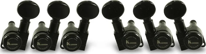 Kluson 3 Per Side Revolution Series Locking D-Mount Mini Tuning Machines Black