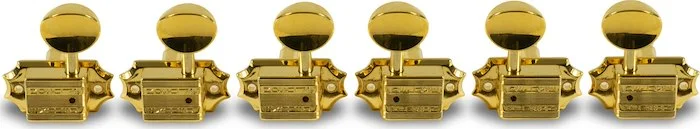 Kluson 3 Per Side Vintage Diecast Series Tuning Machines Gold With Metal Oval Button