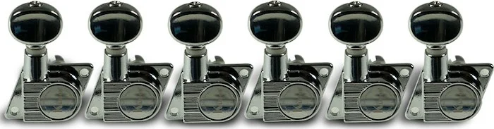Kluson®; 6 In Line Revolution Series F-Mount Tuning Machines With Staggered Posts Chrome
