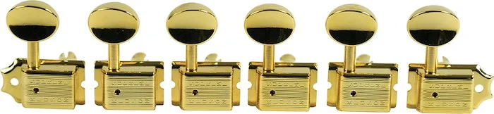 Kluson 6 In Line Supreme Series Tuning Machines Gold With Metal Oval Button