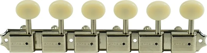 Kluson 6 On A Plate Left Hand Deluxe Series Tuning Machines - Single Line - Nickel With Oval Plastic