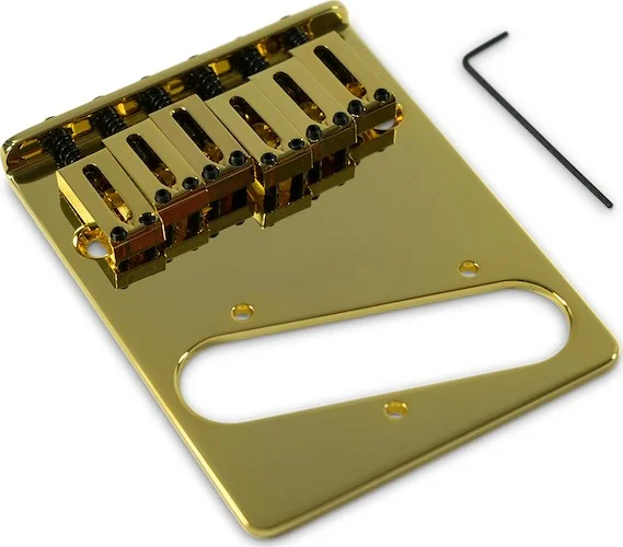 Kluson Contemporary Replacement Bridge For Fender Telecaster With Brass Saddles Gold