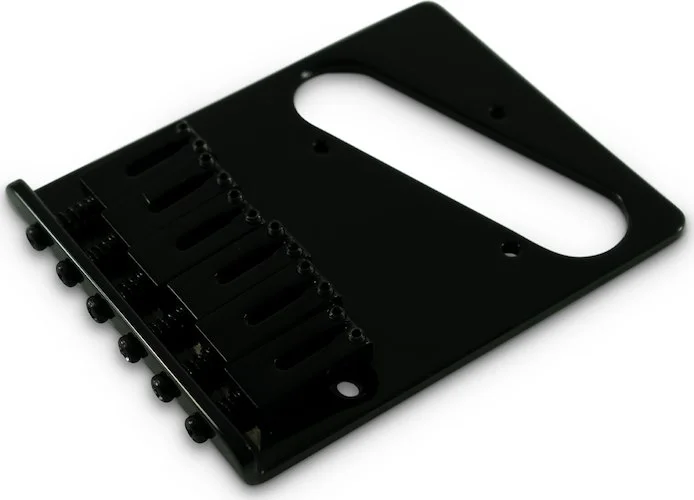 Kluson Contemporary Replacement Bridge For Left Hand Fender Telecaster With Steel Saddles Black