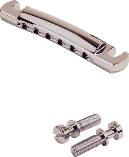 Kluson USA Brass Stop Tailpiece With Steel Studs Nickel