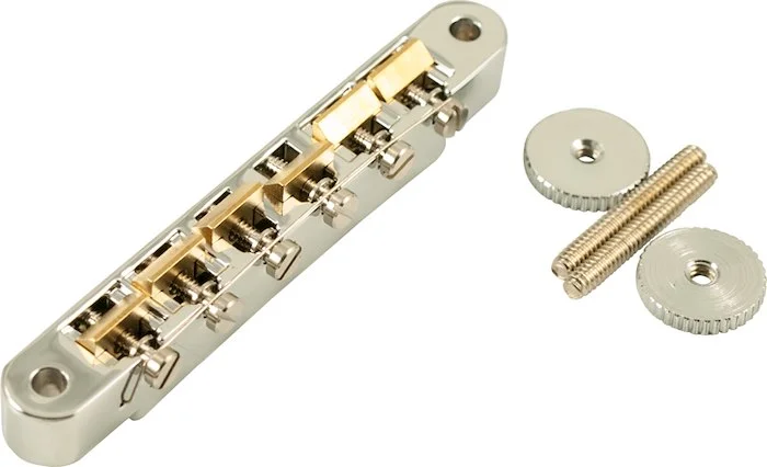 Kluson USA Replacement Wired ABR-1 Tune-O-Matic Bridge With Unplated Brass Saddles Chrome