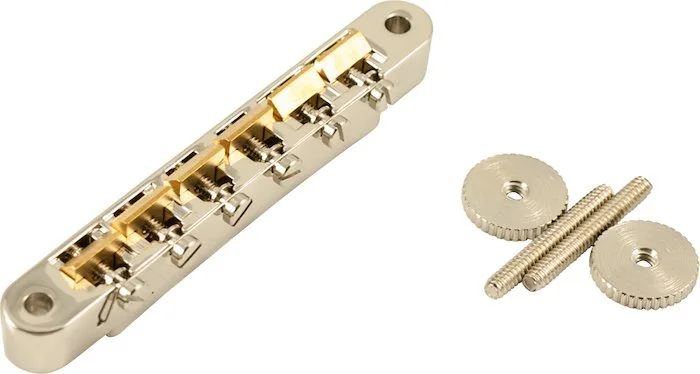 Kluson USA Replacement Wired ABR-1 Tune-O-Matic Bridge With Unplated Brass Saddles Nickel