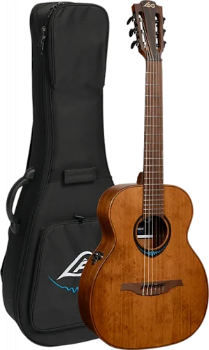 Lag Guitars BlueWave Travel Nylon Vintage Brown Satin Smart Guitar