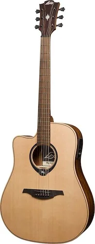 Lag Guitars Hyvibe 10 Left-Handed Dreadnought Cutaway Satin