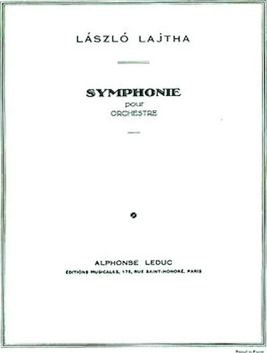 Lajtha Sinfonie Ou Sinfonie No.1 In 4 Orchestra Score