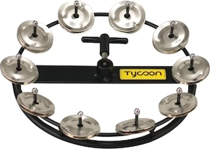 Large Hi-Hat Tambourine with 10 Pair of Jingles - with Steel Jingles