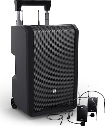 LD Systems ANNY® 10 BPH 2 B4.7 (USA Version) - 10" Portable battery-powered Bluetooth® PA System with mixer and 2x headset microphones (incl. bodypacks)