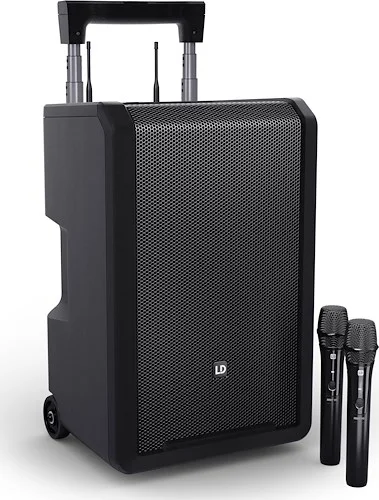 LD Systems ANNY® 10 HHD 2 B4.7 (USA Version) - 10" Portable battery-powered Bluetooth® PA System with mixer and 2x wireless handheld microphones