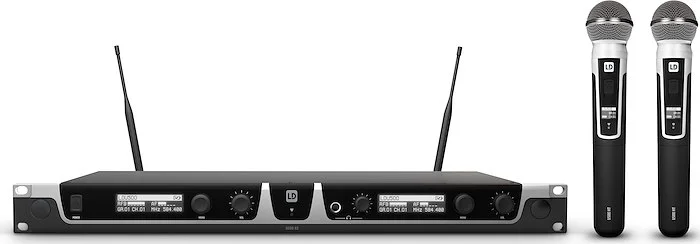 LD Systems U504.7 HHD 2 (USA-Version) - Dual - Wireless Microphone System with 2 x Dynamic Handheld Microphone - 470 - 490 MHz (only available in the USA)