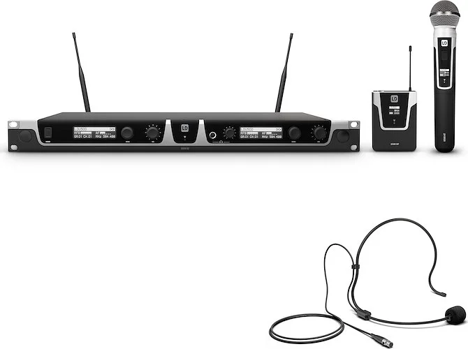 LD Systems U505 HBH 2 - Wireless Microphone System with Bodypack, Headset and Dynamic Handheld Microphone