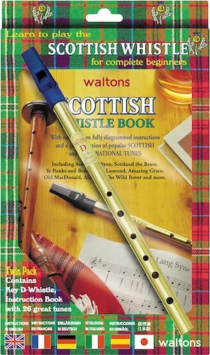 Learn to Play the Scottish Penny Whistle for Complete Beginners - Twin Pack (including key of D whistle and instruction book with 26 great tunes)