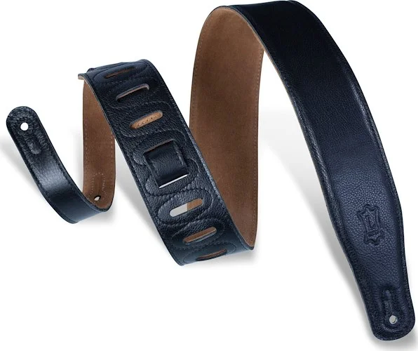 Levy's 2 1/2" wide black garment leather guitar strap.