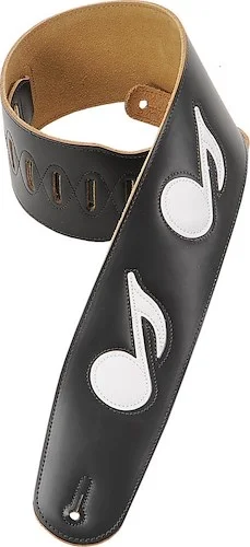 Levy's 3 1/2" wide black genuine leather bass guitar strap.