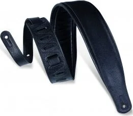 Levy's 3" wide black garment leather guitar strap.